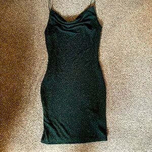 Green shimmer slip dress